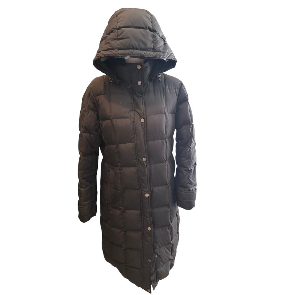 ⭐️ Women’s Lands End Long Black Down / Feather Puffer Coat Size Medium